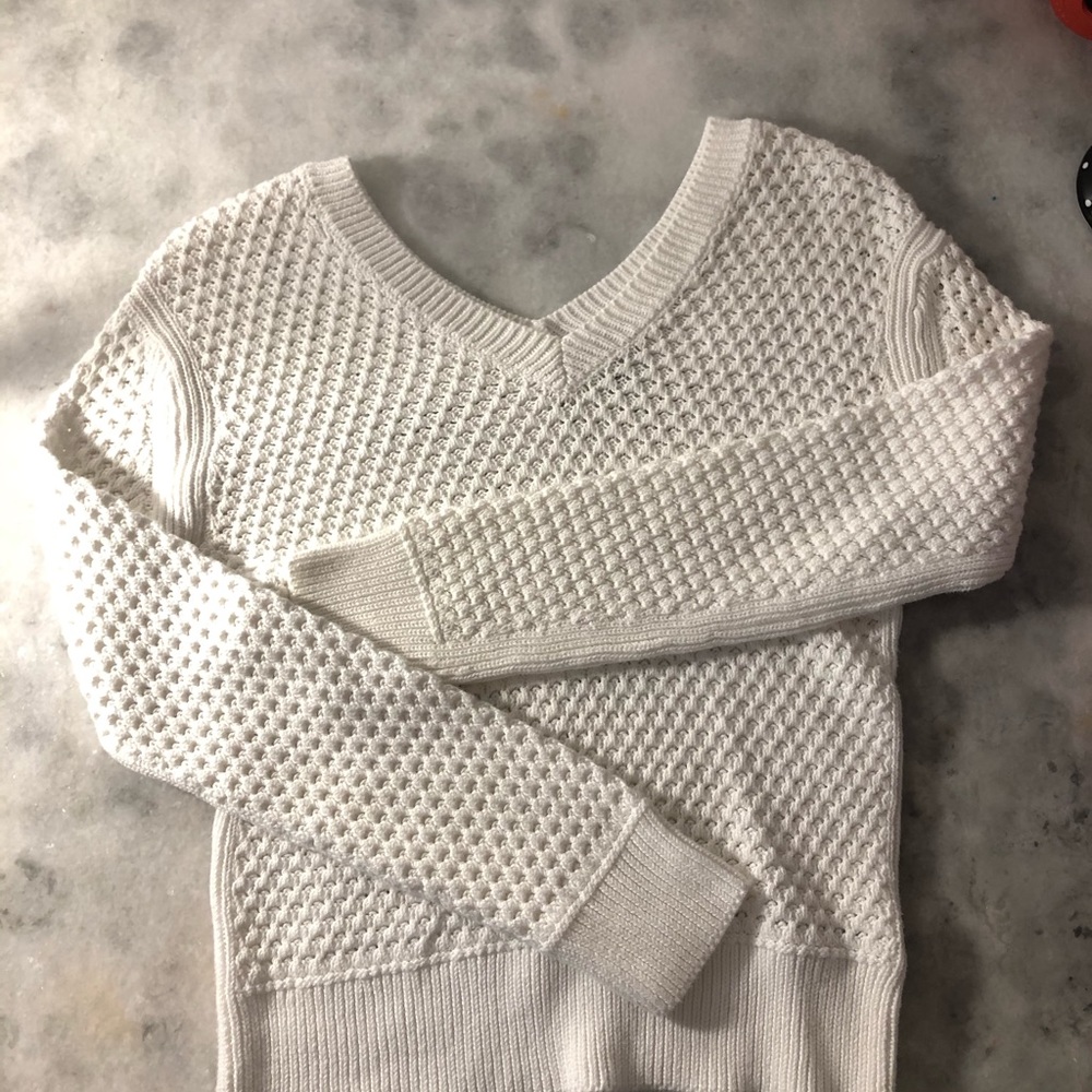 White V Neck Sweater